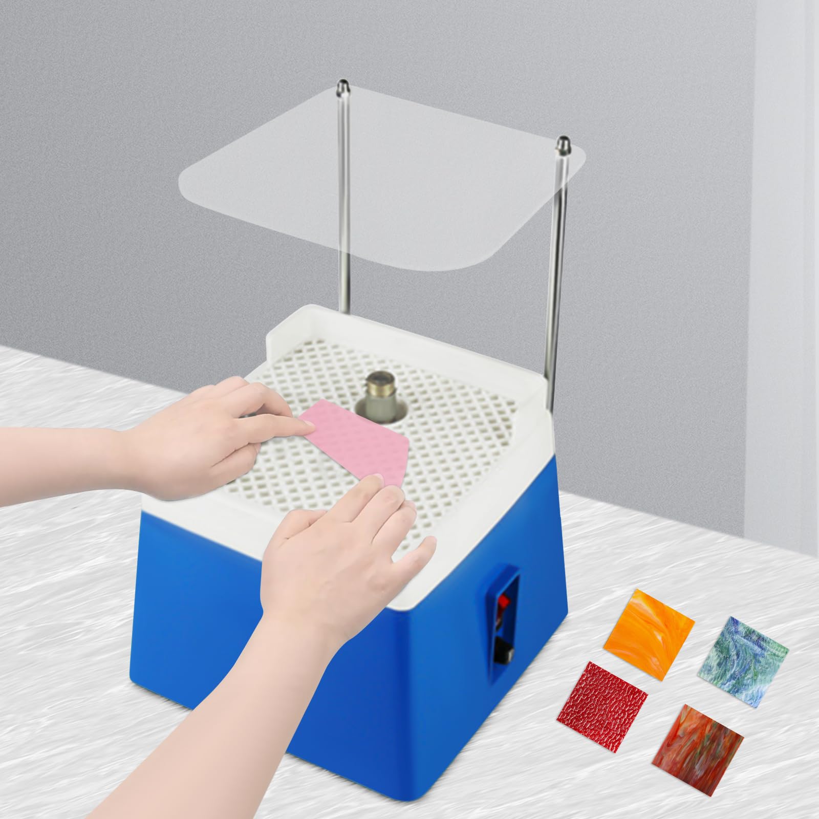 Moulin à Vitrail Portable, 65 W, Petite Machine à Meuler en Verre, 4200 Tr/Min, Outils de Meulage Avec Foret Diamant, Protection Anti-Éclaboussures, Bol de Masque