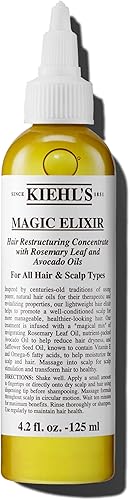 Kiehl's Magic Elixir Scalp and Hair Oil Treatment, Moisturizing Pre-shampoo Treatment, Provides Natural Shine, Softens Hair, with Avocado Oil & Rosemary Oil, Sulfate-free, All Hair Types - 4.2 fl oz