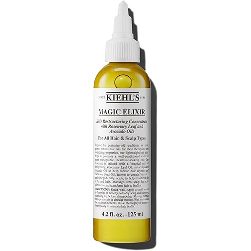 Kiehl's Magic Elixir Scalp and Hair Oil Treatment, Moisturizing Pre-shampoo Treatment, Provides Natural Shine, Softens Hair, with Avocado Oil & Rosemary Oil, Sulfate-free, All Hair Types - 4.2 fl oz