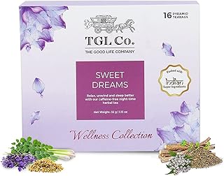 TGL Co. Sweet Dreams Herbal Green Tea – 16 Tea Bags | Chamomile, Lavender & Valerian | Calming & Sleep Support Blend