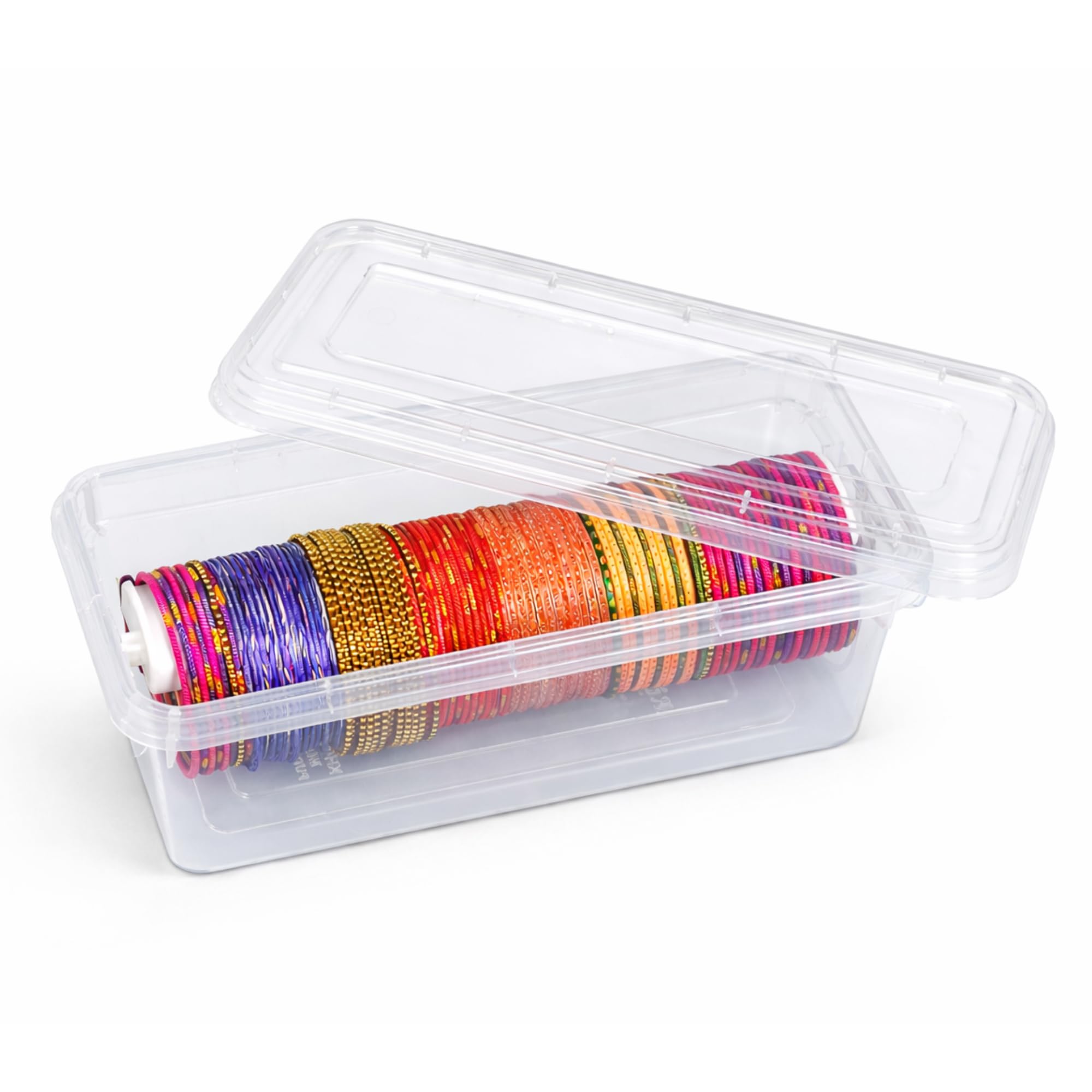 Shyamvun Women's Transparent Bangle Storage Box For | Chudi & Jewellery Organiser With 1 Rod | Portable Box For Bangles, Bracelets, Watches & Accessories