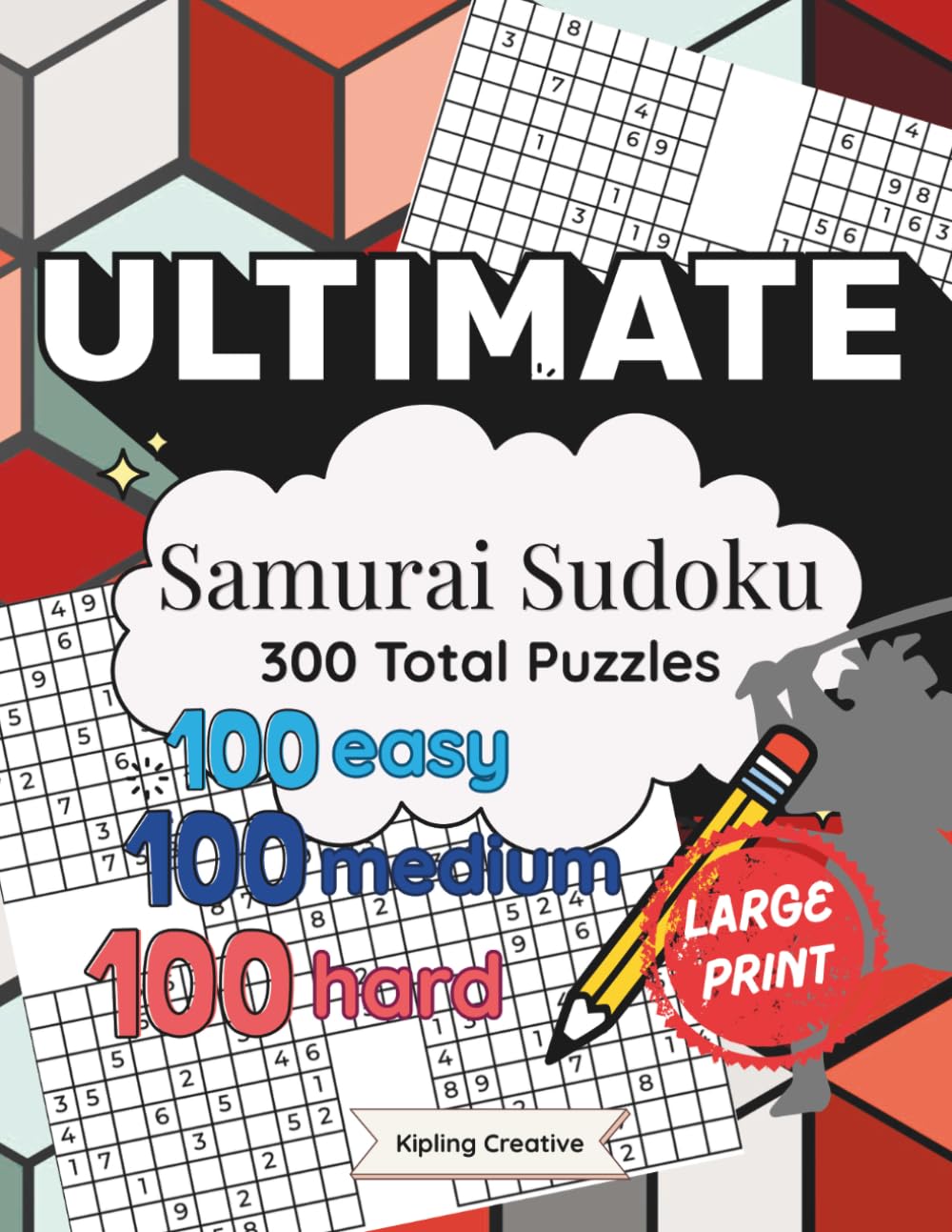 Ultimate Large Print Samurai Sudoku: 300 puzzles for brain training (Large Print Brain Training for Adults)