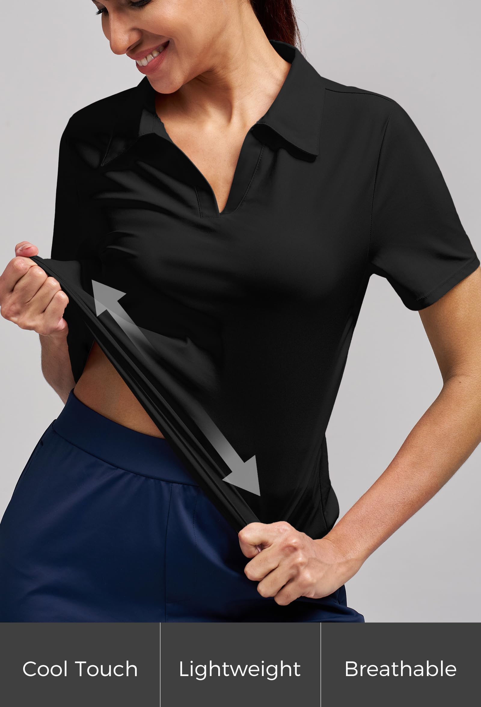Alaroo Women's Golf Polo Shirts Short Sleeve Collared V Neck Tennis Golf Shirt Casual UPF 50+ Athletic Workout Tops — view 4
