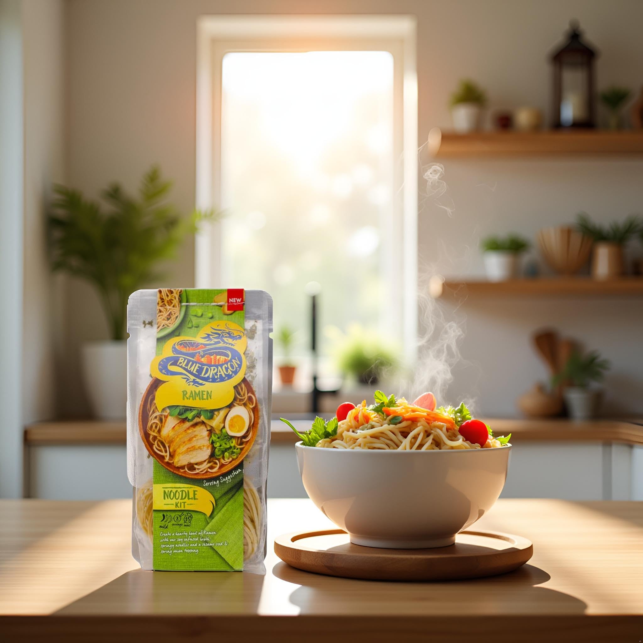 Blue Dragon Ramen Noodles Kit | Vegan | No Preservative & Artificial Colors | Soya, Wheat, Peanuts & Nuts | Ramen Noodle - 201 Gram