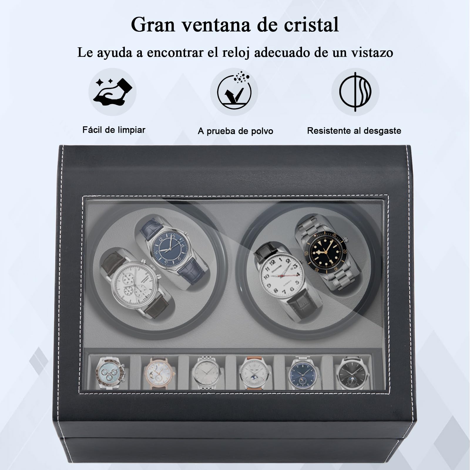 Caja de Carga automática Ultra silenciosa para Relojes de Lujo Caja de Reloj de Cuerda automática para 4 Relojes de Pulsera Relojes mecánicos automáticos