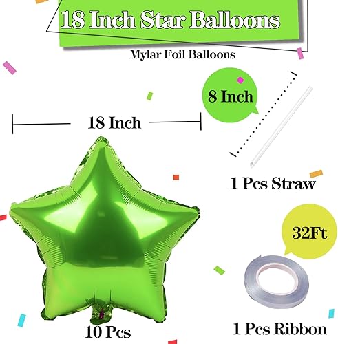 Miniatura 2 de KALOR Globos de Mylar de estrella verde lima de 18 pulgadas, 10 globos de helio en forma de estrella para bodas, baby shower, decoraciones de fiesta