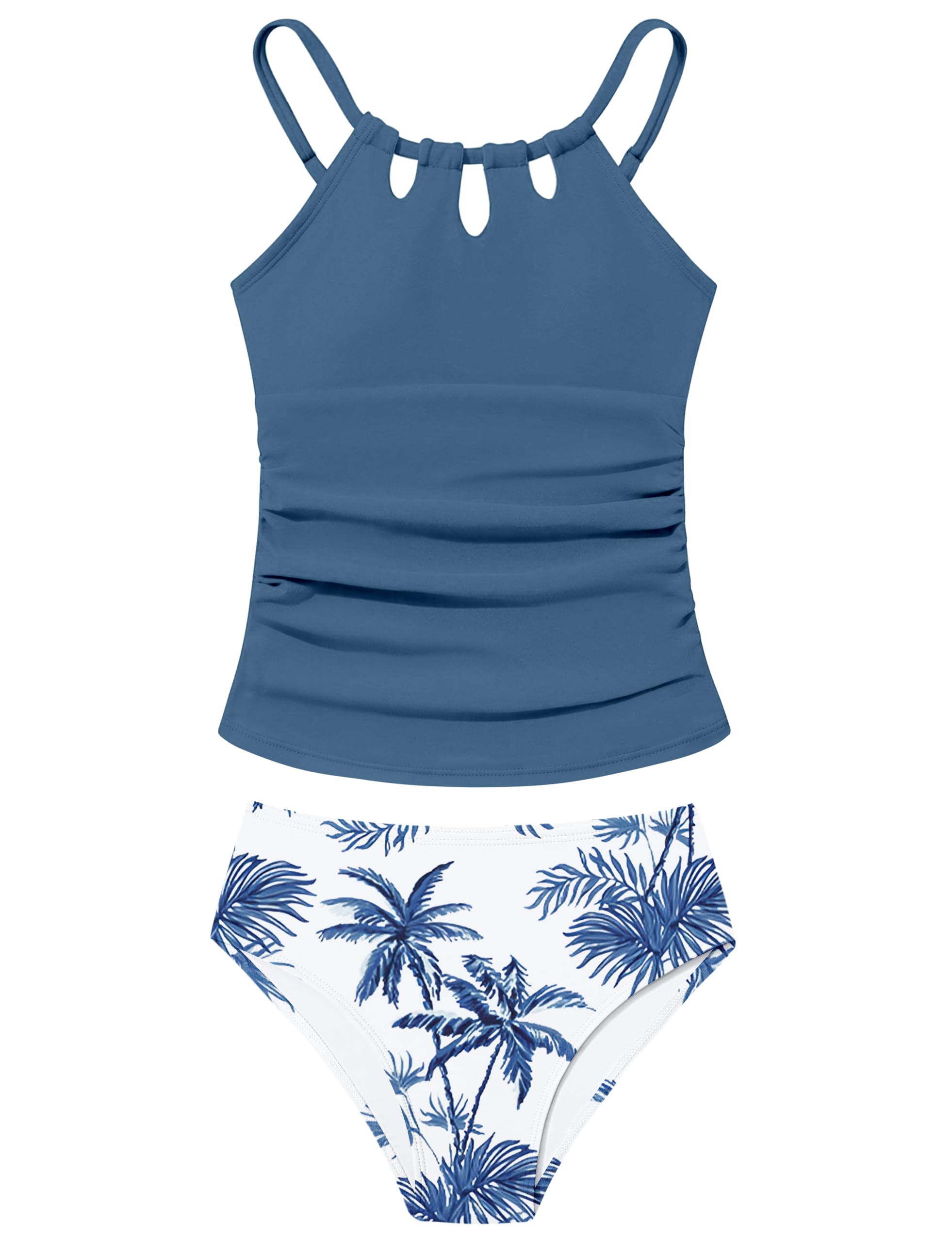 BAVADER Girls Swimsuit Cutout Bathing Suit Cute Two Piece Swimsuits for Teen Girls Modest Swimwear High Waisted Tankini 9-18y