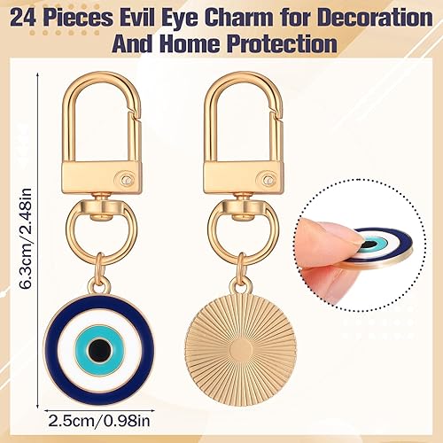 Miniatura 2 de Nosiny 24 llaveros de mal de ojo de buena suerte, colgantes de manualidades con llavero amuleto para llaves de automóvil, bolsa de buena suerte