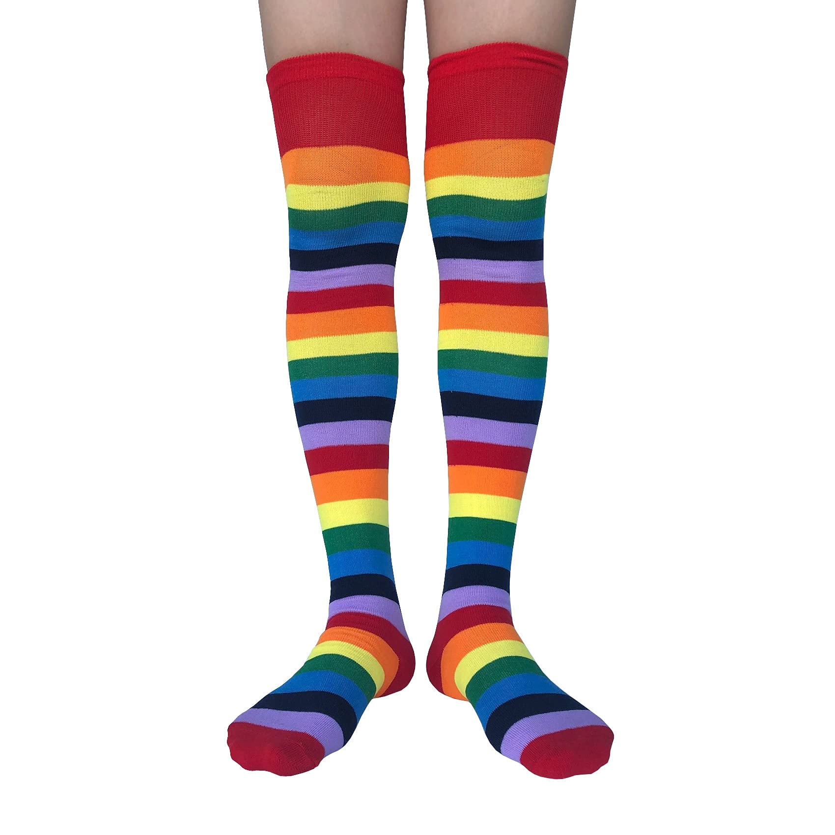 Femme Extra Longues Chaussettes Hautes,Bas à Rayures Au-Dessus Du Genou
