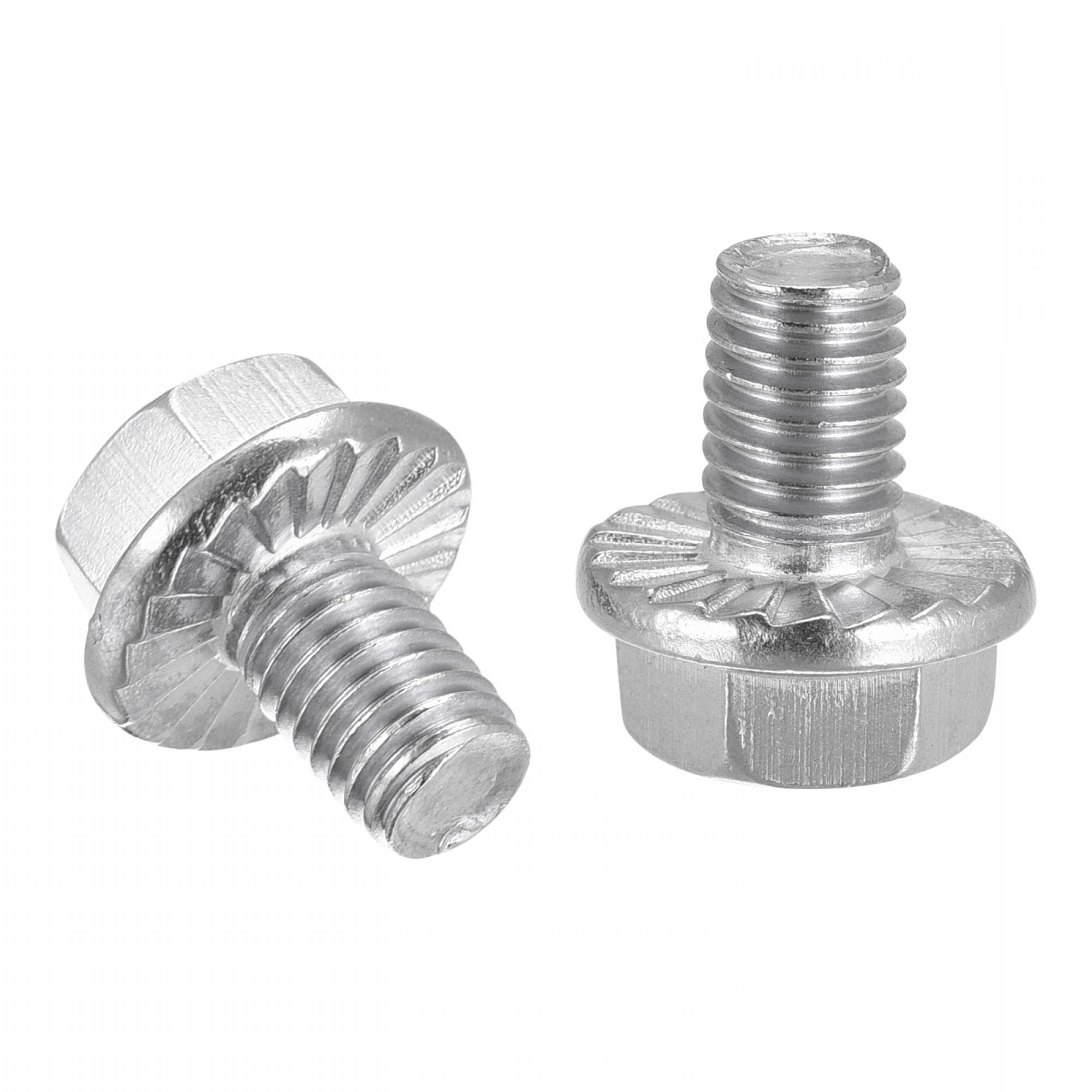 TA-VIGOR 10Pcs M8 x 10mm Hex Serrated Flange Bolts, 304 Stainless Steel Fully Threaded Metric Screws, Anti-Loosening Hex Head Fasteners for Machinery, DIY, Construction Use