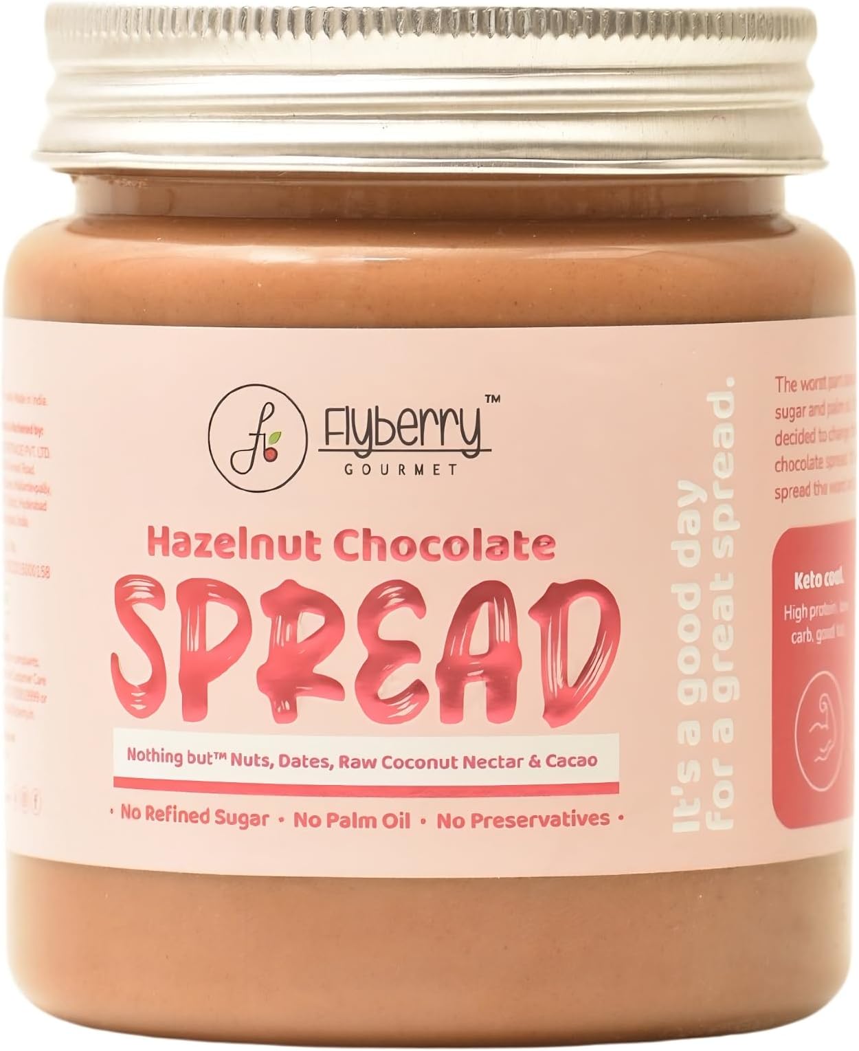 Gourmet Hazelnut Chocolate Spread | 34% Hazelnut & 23% Almond | No Palm Oil & Refined Sugar | 100% Natural Ingredients | No Added Preservatives | Easy To Spread on Bread, Paratha | 100g