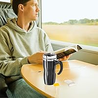 Vista 28 de Oggi Multigrip Stainless Steel Thermal Travel Mug - 16oz, with slide open lid for hot and cold beverages.