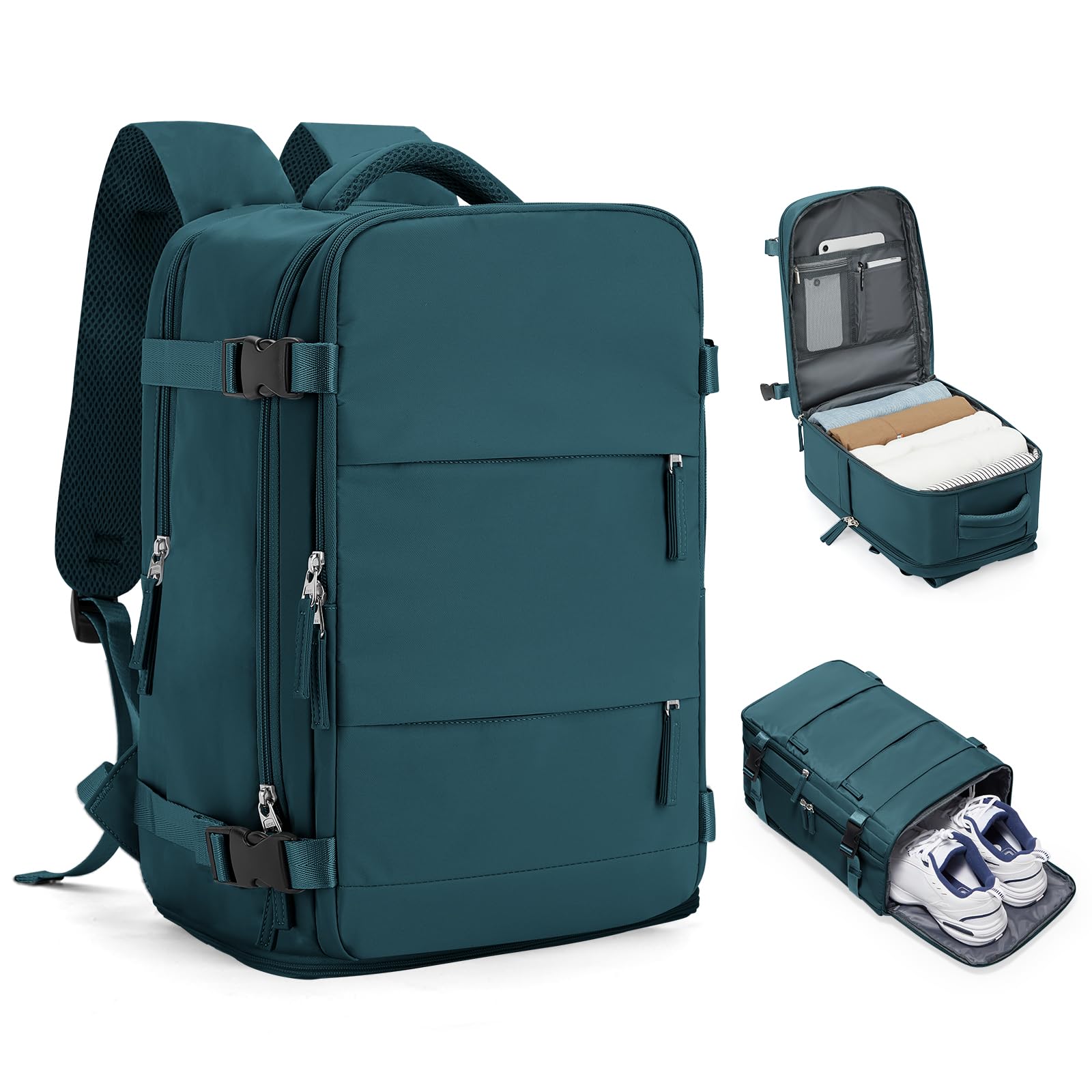 HPLQQ Zaino Bagaglio a Mano Borse da Cabina per Ryanair 40x30x20 Zaino Aereo Zaino da Viaggio donna, Borsa da Viaggio aereo Impermeabile 14 Pollici Zaino Casual Porta PC,E5-blu Pavone
