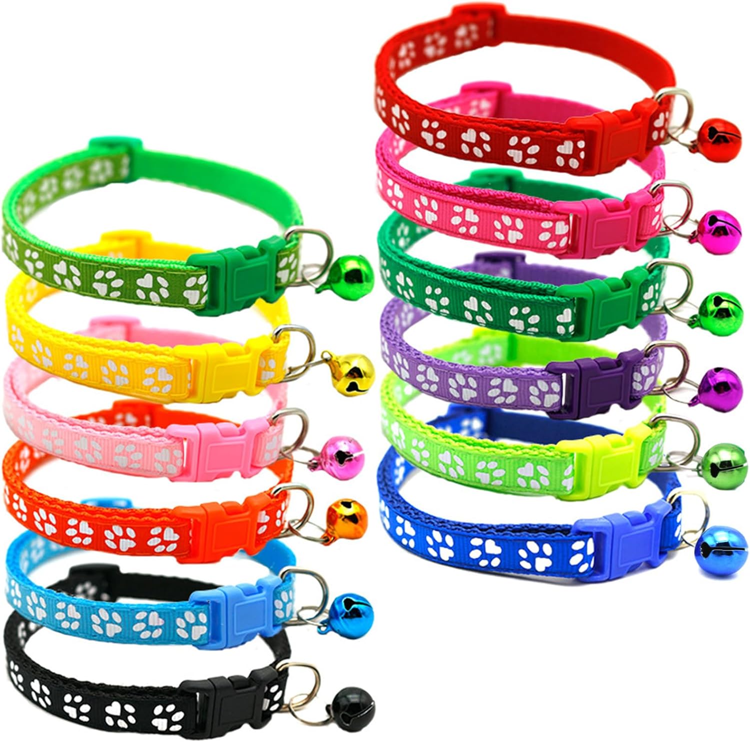 12pcs Puppy Collars, Cat Collar, Puppy Collars 8 Weeks,Adjustable Puppy Id Collar, Breakaway Dog Collar, Quick Release Cat Collar, Colourful Multipack Collar With Bell For Small Dog