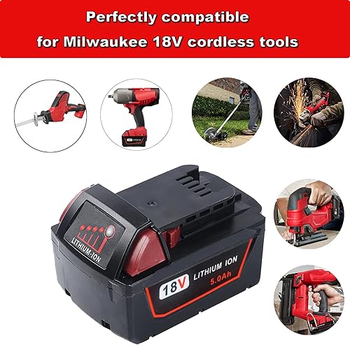 Miniatura 3 de Paquete de 2 baterías M18 de repuesto de 5.0Ah 18V para batería Milwaukee M18  Potencia extendida y fiabilidad