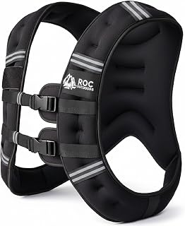 Roc Outdoors Weighted Vest W/ Rub-Free Technology for Woman and Men, 5lb/10lb/15lb/20lb/30lb Weight Vest with Reflective Stripe for Workout, Strength Training, Running, Walking, Fitness, Weight Training, Weight Loss, Weightlifting