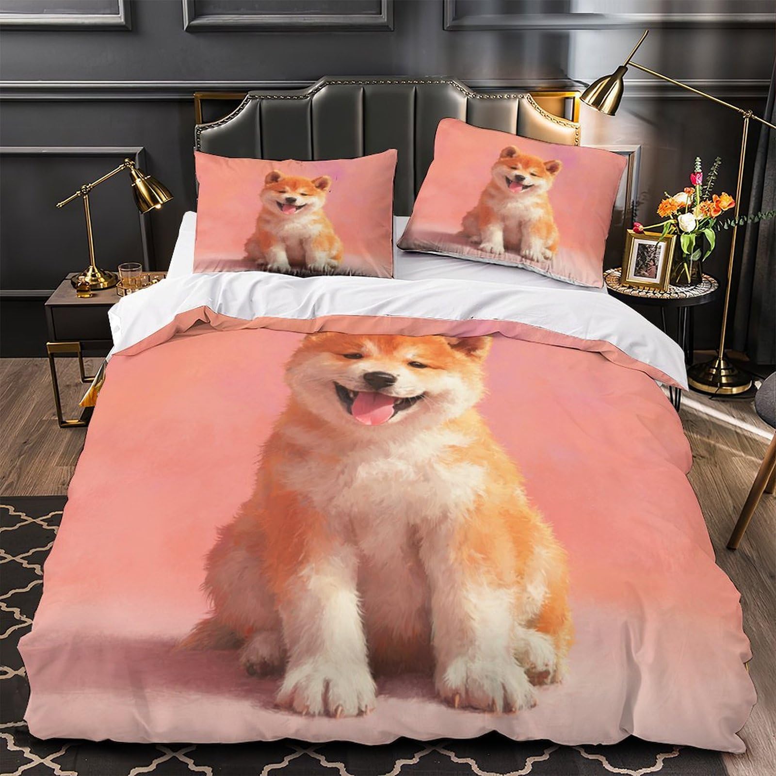 Housse de couette chiots 260x220 cm en microfibre super douce pour lit super king