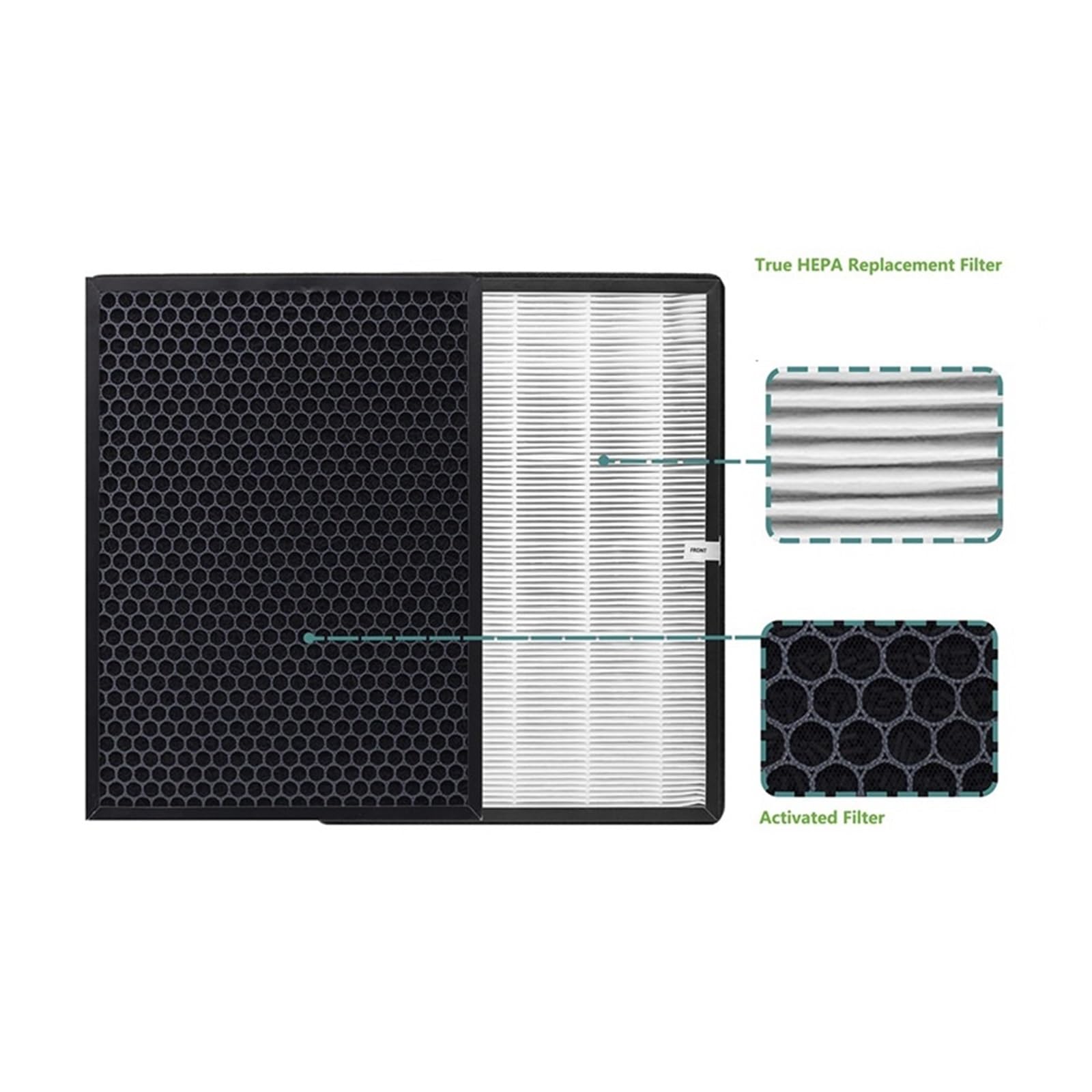 2 filtri per purificatore d'aria TTAP003 filtro di ricambio per purificatori d'aria TT-AP003 H13 grado True HEPA e filtro a carbone attivo
