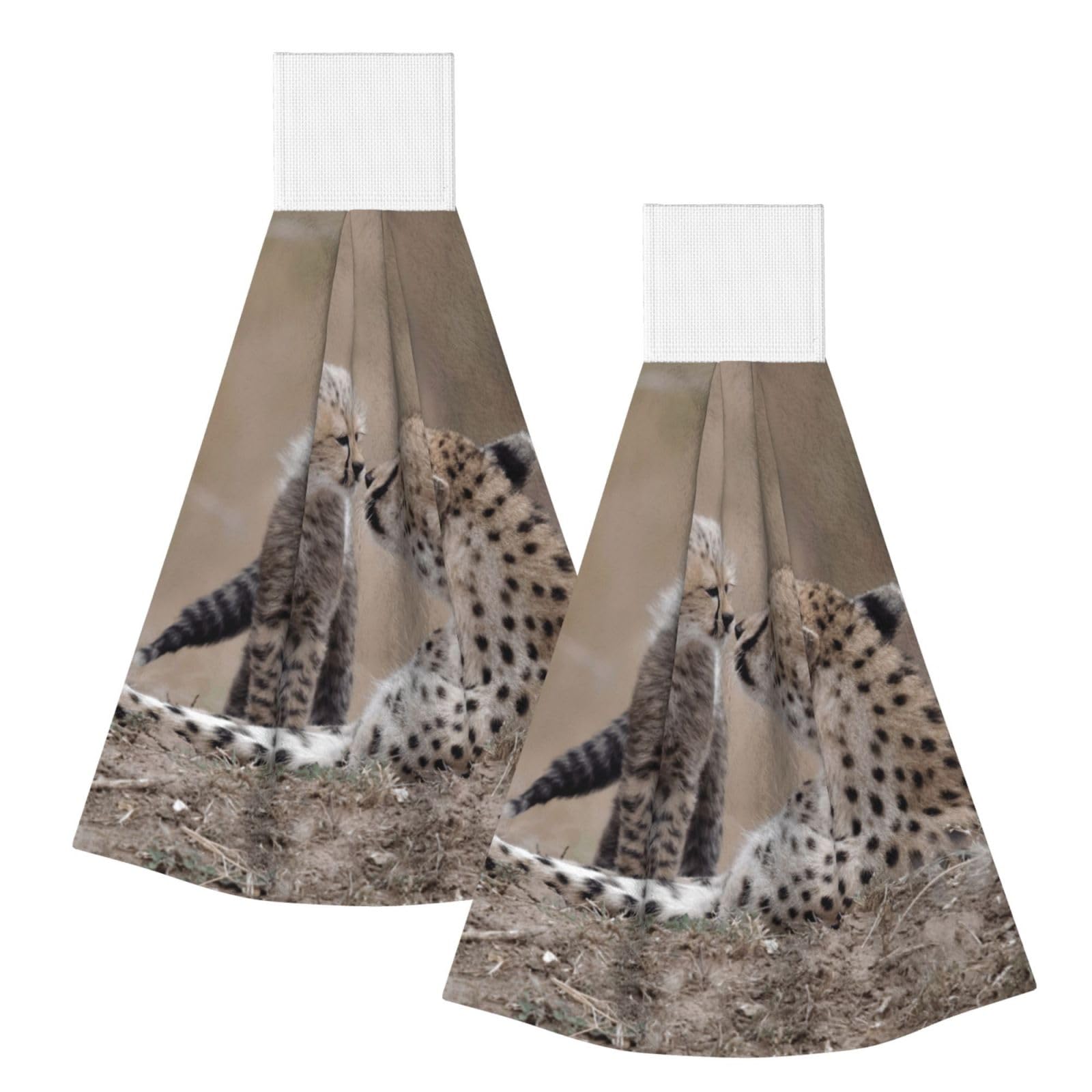 DOPKLNA Cheetah, 2 Pcs Hanging Coral Fiber Hand Towels for Bathroom, Absorbent Kitchen Towels