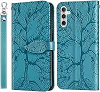 Vista 8 de for Samsung Galaxy A13 5G Wallet Case, Samsung A04S Case, Embossed Tree Premium PU Leather [Kickstand] [Card Slots] [Wrist Strap] [6.5 inch] Phone