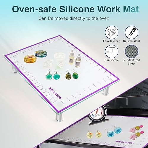 Miniatura 5 de WECLAYER Mesa niveladora de arcilla polimérica con ajuste de altura, mesa de arcilla de vidrio de 16 x 12 pulgadas con alfombrilla de silicona