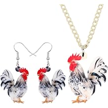 DUOWEI Acrylic Chicken Earring Necklace Jewelry Sets Cute Farm Hen Jewelry for Women Charms Gifts