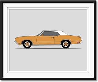 Oldsmobile Cutlass (1968-1972) (Side Profile) Inspired Poster Print Wall Art Decor Handmade Raymond Loewy Designed Car (Unframed)