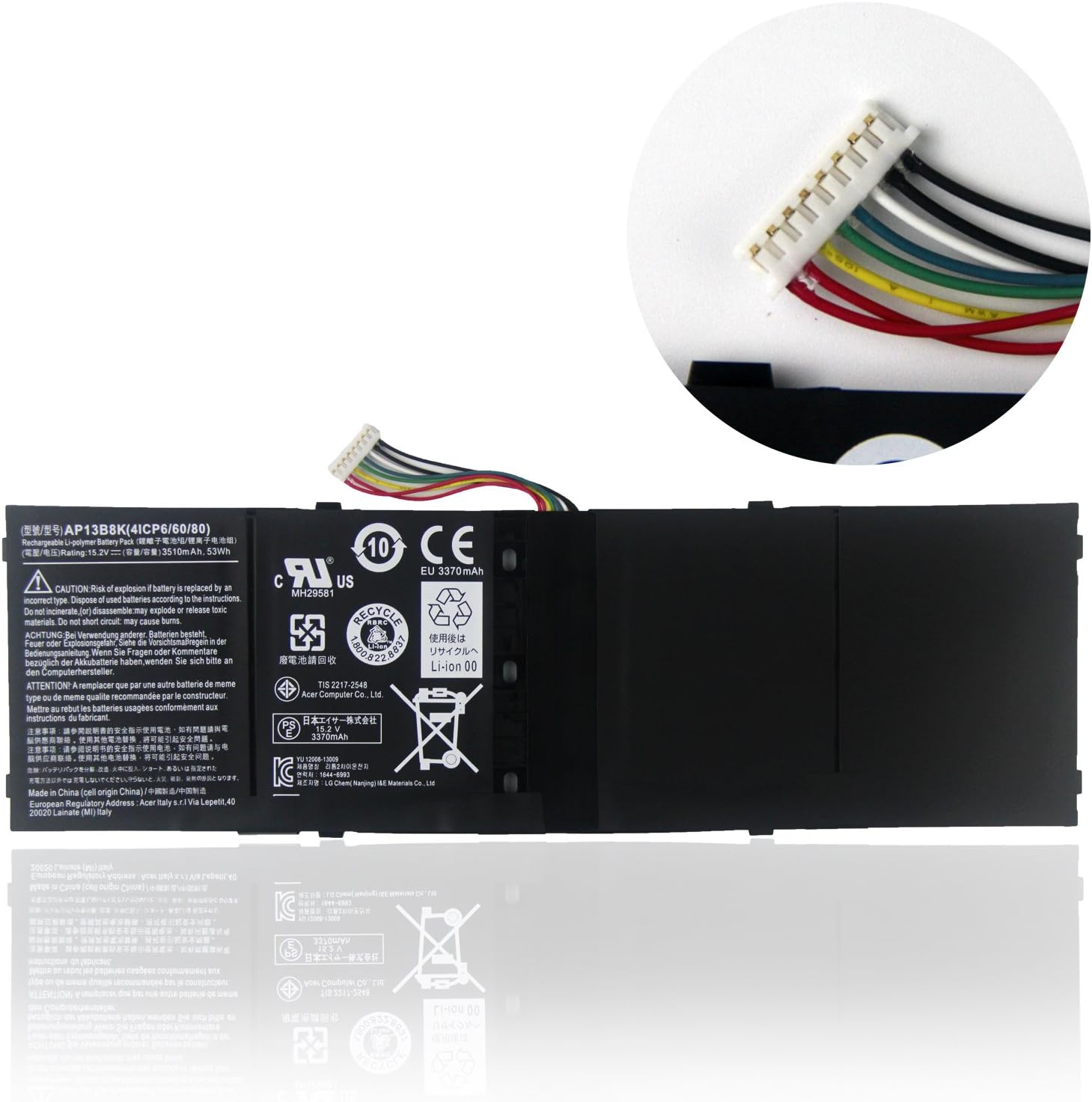 Replacement AP13B8K Battery,Aomore New Laptop Battery Compatible with Acer Aspire V5 V5-572P V5-572G Notebook,Fits 4ICP6/60/80 AP13B8K Battery [15.2V 53Wh]