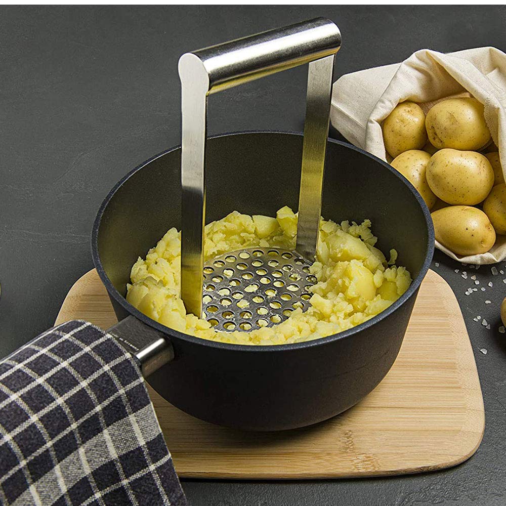 Machacador de patatas de acero inoxidable para puré de patatas, mermeladas, verduras y frutas