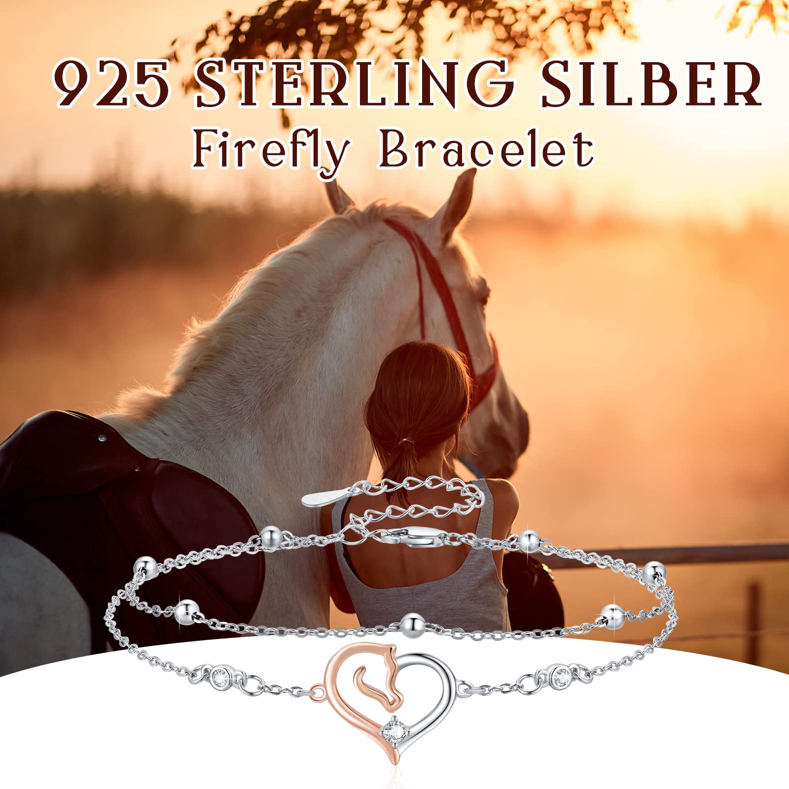 Tier Armbänder 925 Sterling Silber Eule/Fuchs/Hochland Kuh/Pferd Verstellbar Armband Schmuck Geschenk für Mädchen