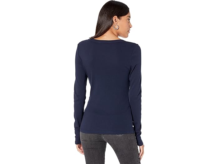 Layla 1X1 Cotton Long Sleeve V-Neck Tee - Image 1