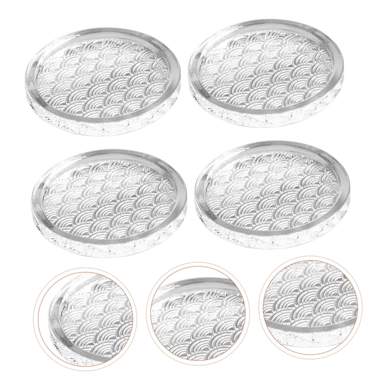 Posavasos de Vidrio Redondos 4 Piezas Patrón Ondulado | Hogar y Hotel, Resistencia al Calor y Protección contra Rayones, Formato Compacto para Mesa