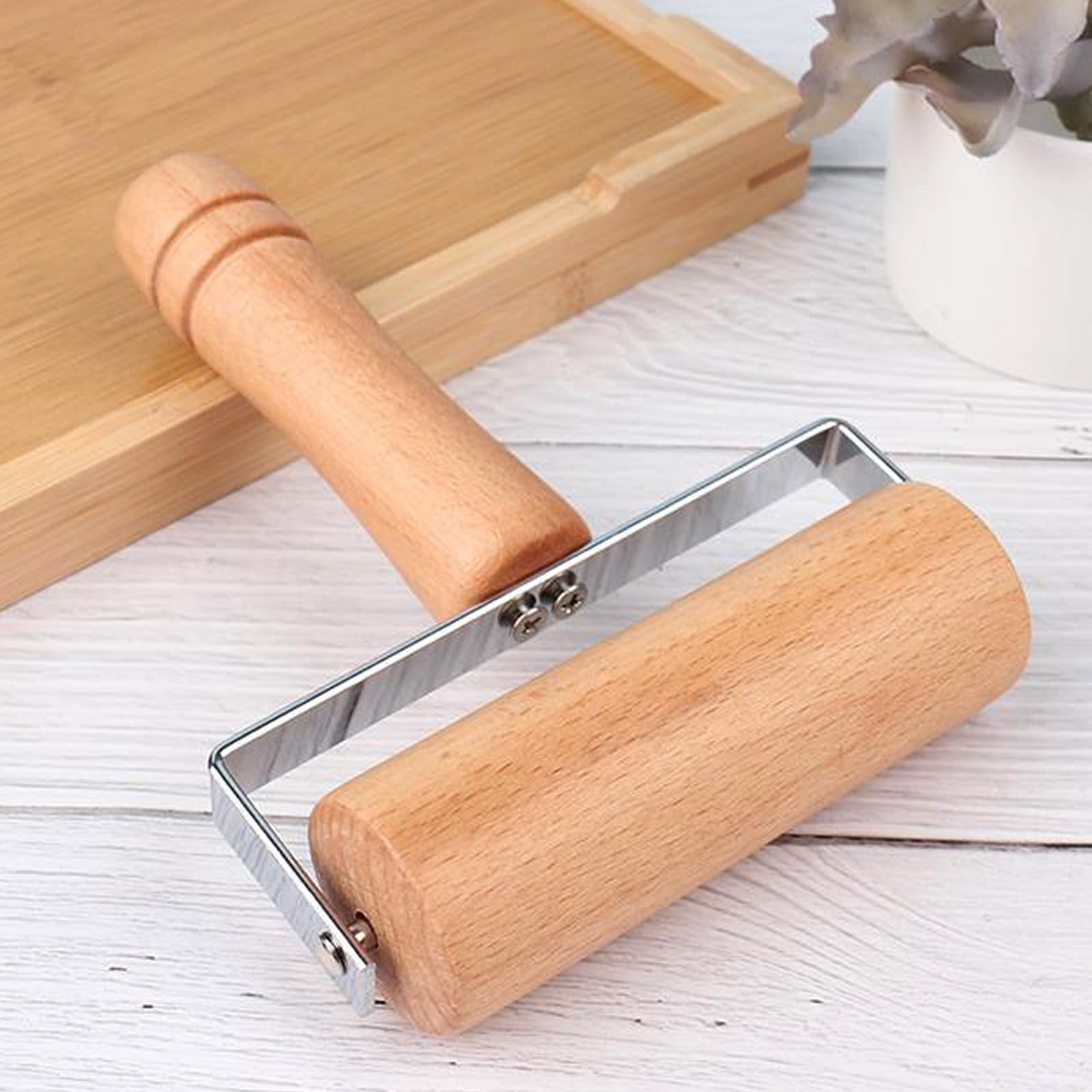 Rodillo pequeño de madera, rodillo de madera para pizza, antiadherente, tipo T, para cocina, prensa de masa de pizza, 4.7 x 6.5 in 7