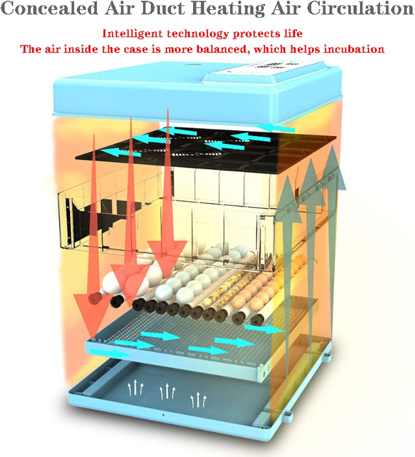 Automatic Egg Incubator 36~72 Eggs Poultry Hatcher with Automatic Egg Turning and Temperature Humidity Control for Chickens Ducks Goose Others