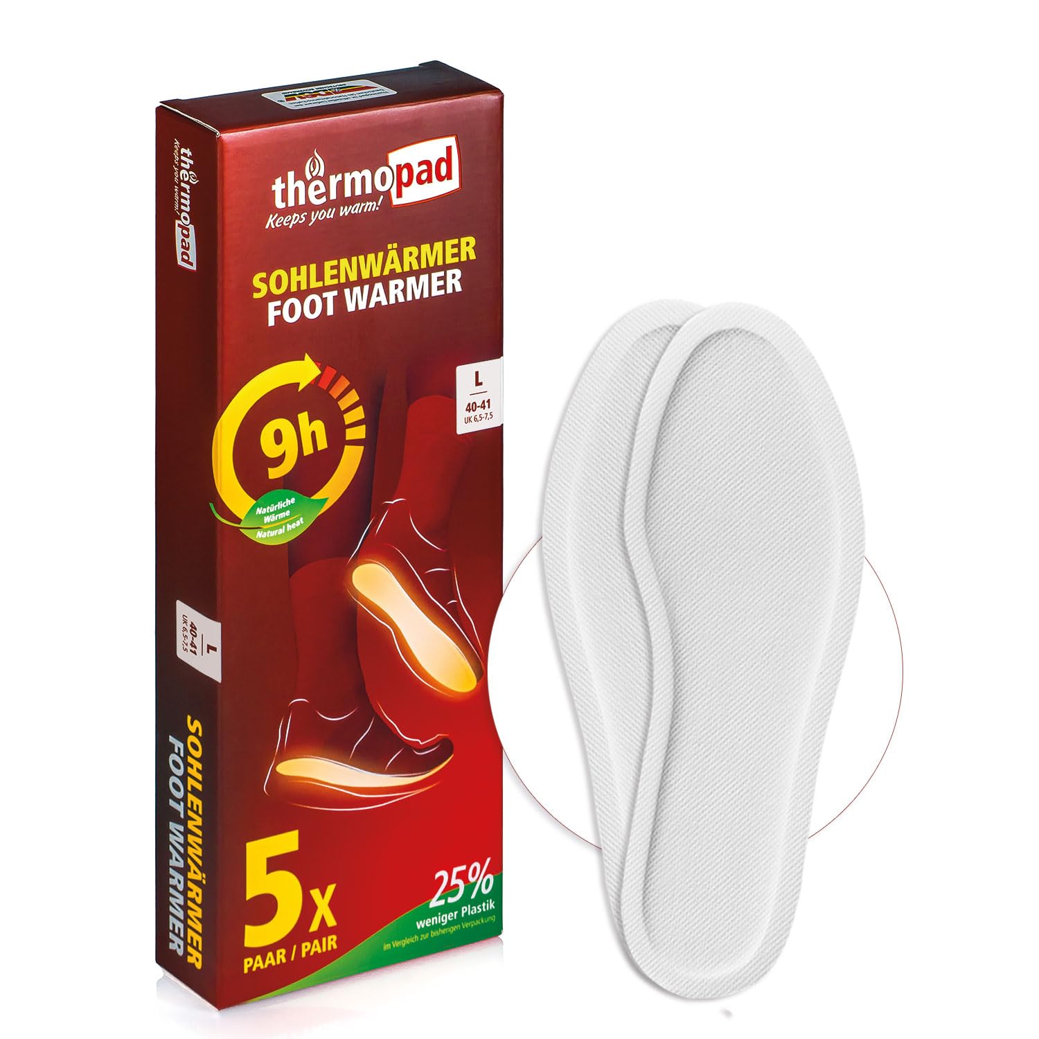 THERMOPAD Sohlenwärmer - DAS ORIGINAL: 5, 10 oder 30 Paar Wärmepads (erhältlich in 5 Größen)