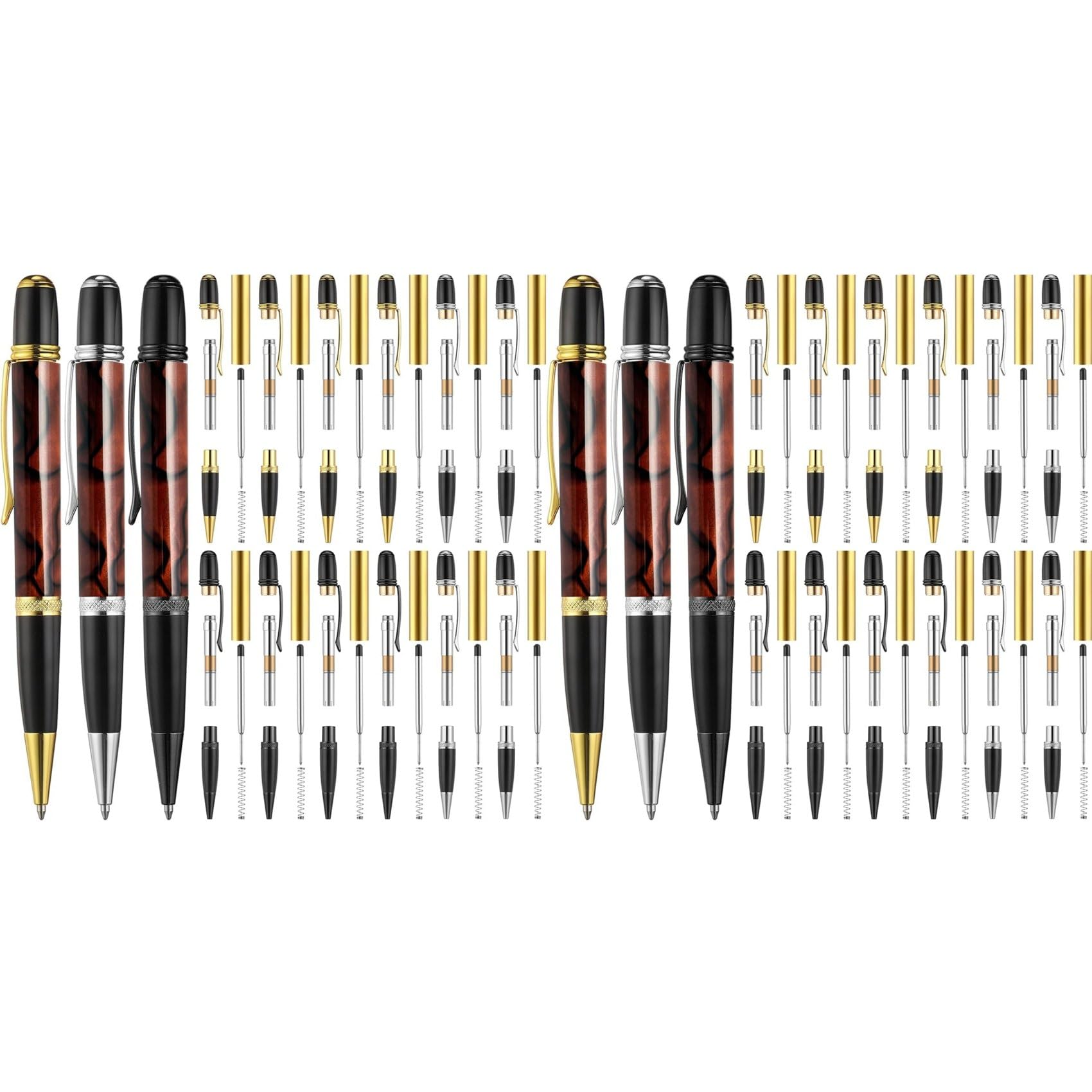 24er-Pack Stifte-Set Aus, Drehbares Kugelschreiber-Set mit -Drehteller Aus Kupfer, DIY-Unterrichtsbedarf D