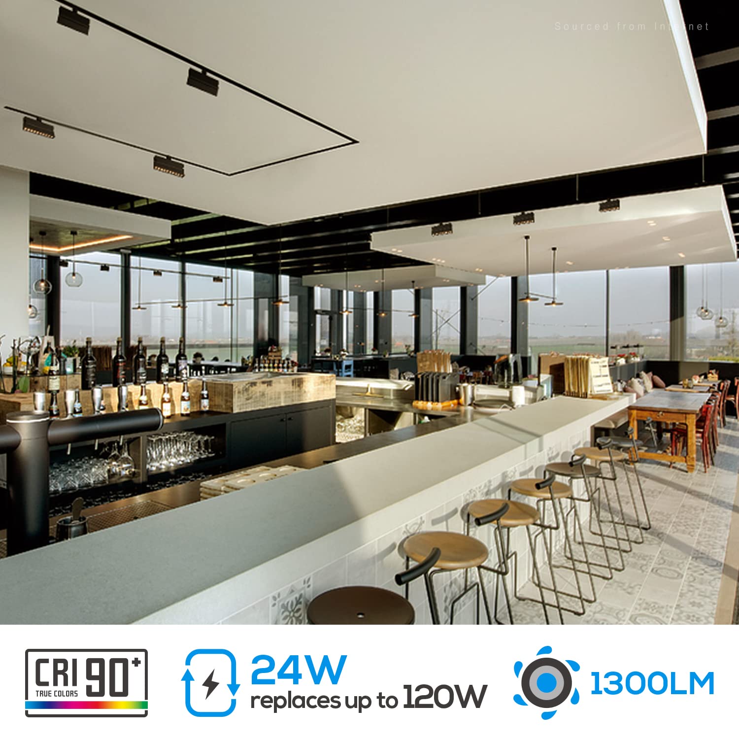 Cabezales de iluminación LED regulables de 24 W, para rieles de rieles tipo H, CRI90, 1300 LM, 100-277 V, accesorios de iluminación de techo ajustables sin parpadeo para cocina, 3000 K blanco 2