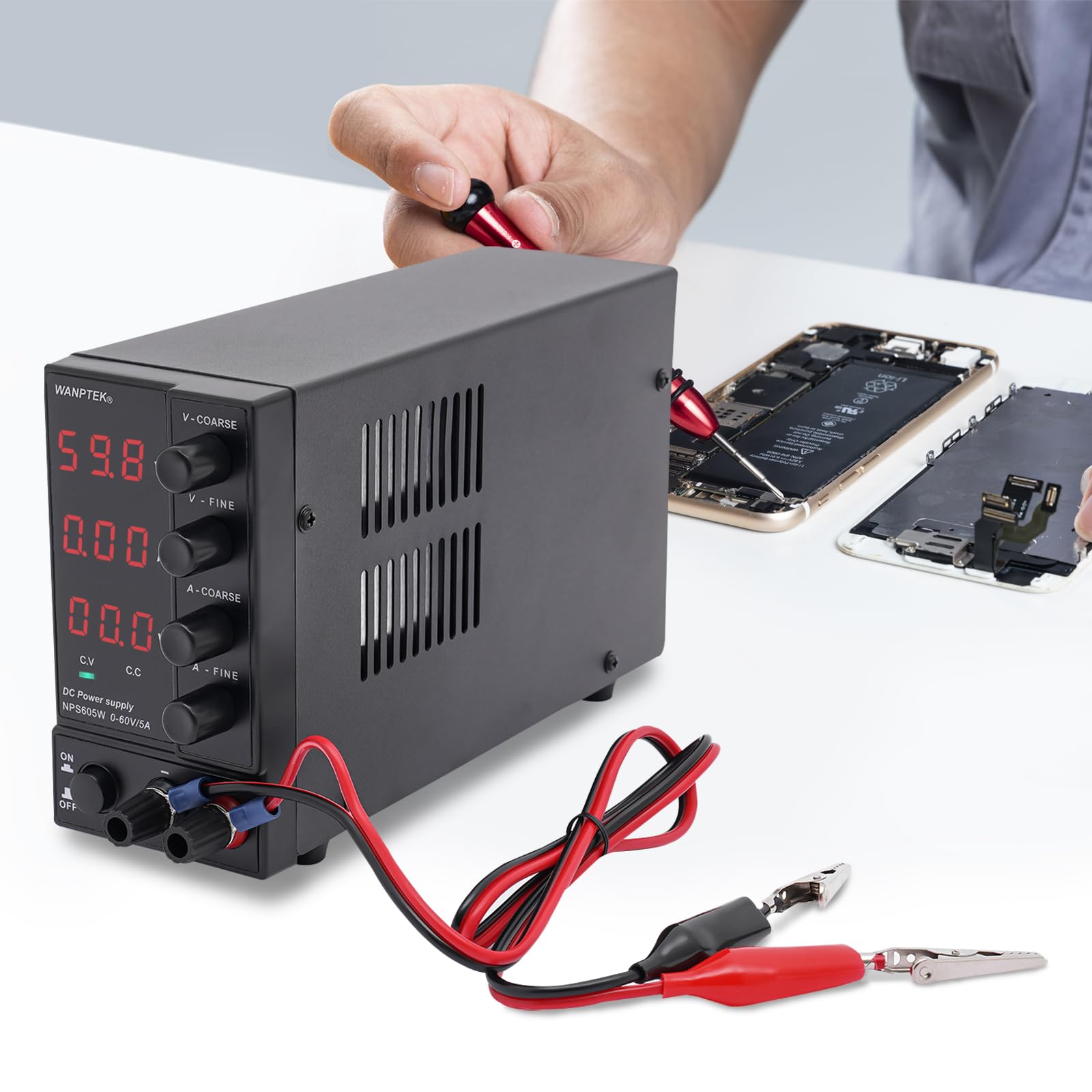 Alimentatore da laboratorio, 0 – 60 V, gamma di tensione 0 – 5 A, alimentazione DC, alimentatore di rete compatto, alimentatore da laboratorio, alimentatore da scrivania