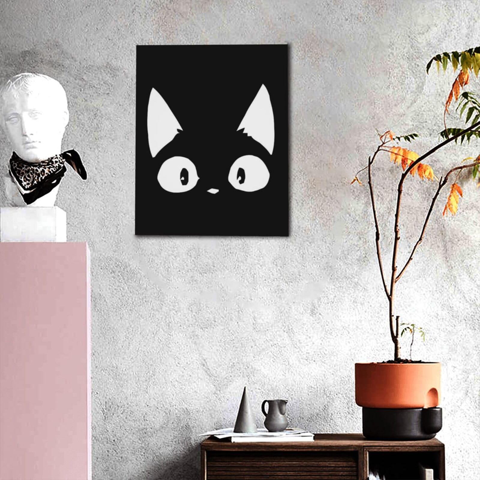 Amazon.co.jp: 猫 面白い ねこ 猫顔 黒ニャンコ ポスター アートパネル