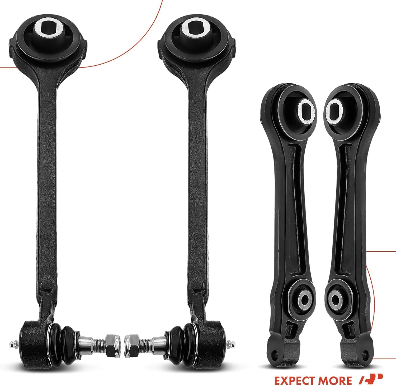 A-Premium Set of 4, Front Forward & Rearward Lower Control Arm, with Ball Joint & Bushing, Compatible with Dodge Charger 2006-2010, Challenger 2008-2010, Magnum 2005-2008, Chrysler 300 2005-2010, RWD