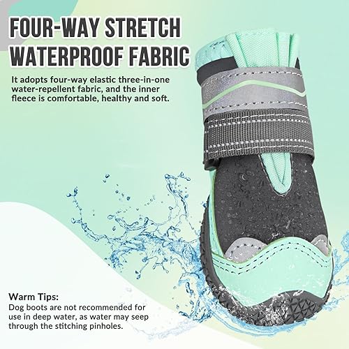 Miniatura 4 de SlowTon Zapatos para perros grandes, pequeños y medianos, botas impermeables para pavimento caliente de verano, protector de patas para caminar al