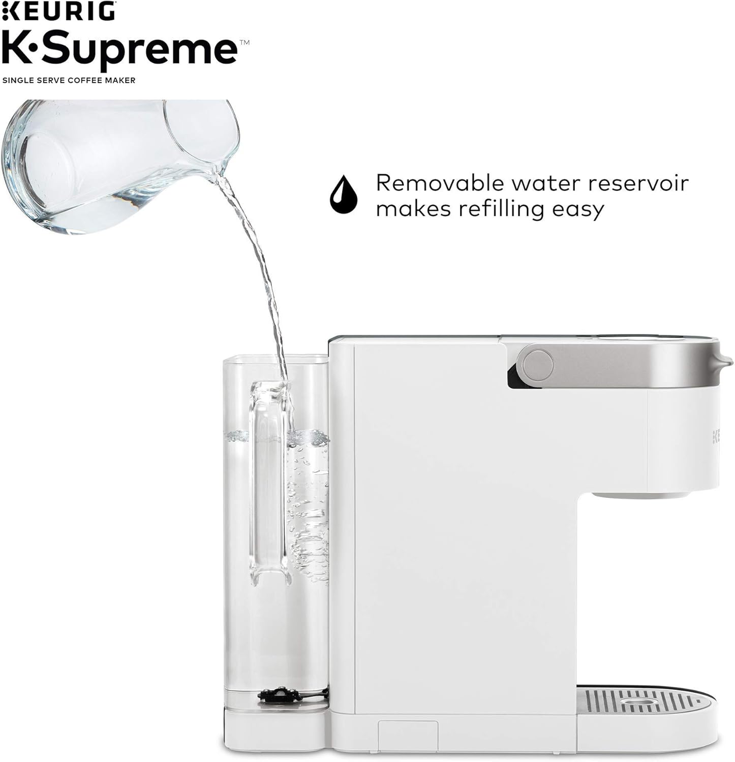 Keurig K-Supreme Coffee Maker, Single Serve K-Cup Pod Coffee Brewer, With MultiStream Technology, 66 oz Dual-Position Reservoir, and Customizable Settings, White (Renewed)
