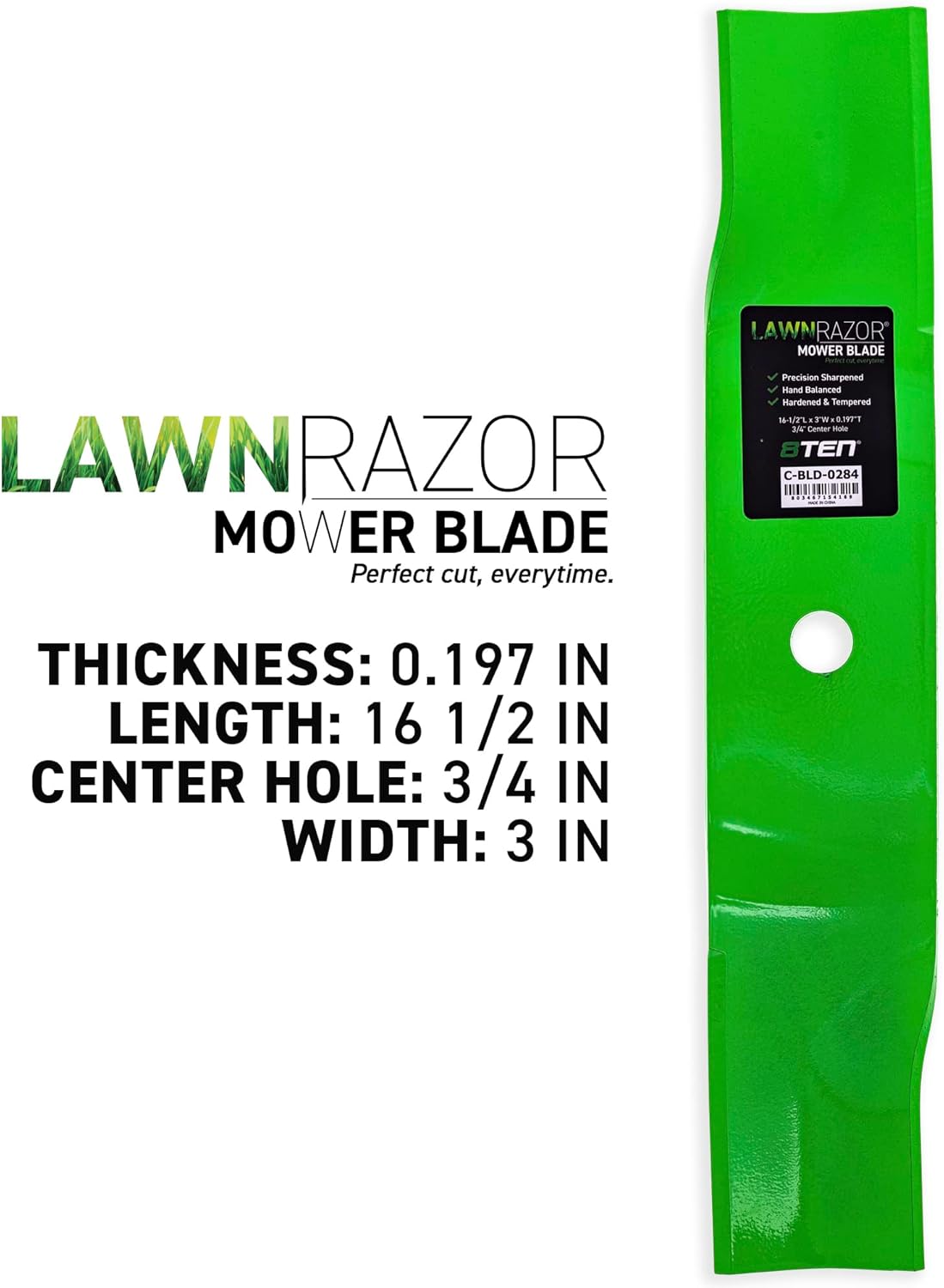 8TEN LawnRAZOR Blade Set for Cub Cadet Z-Force 48 Inch Deck 01004772 (High Lift) 3 Pack