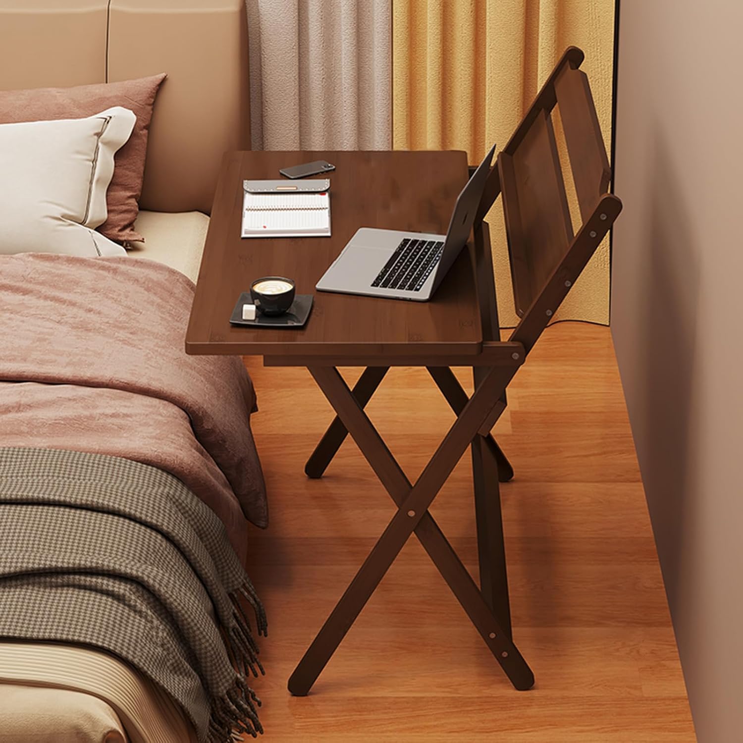 Folding Desk for Small Spaces, Student Writing Desk, Computer Deskadjustable Height Table Bamboo for Living Study Room, School, for Couch, Sofa, Bed, Chair (31.5")