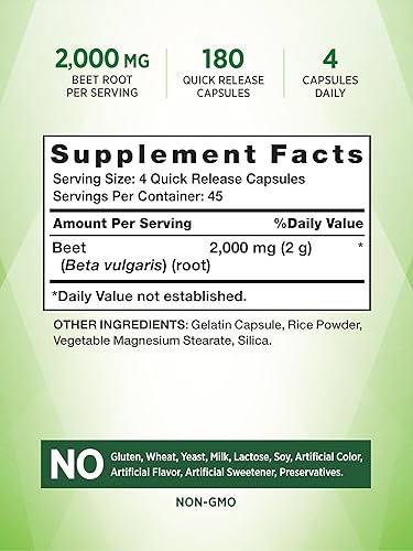 Miniatura 2 de Nature's Truth Cápsulas de raíz de remolacha | 2,000 mg | 180 unidades | Suplemento sin OMG y sin gluten