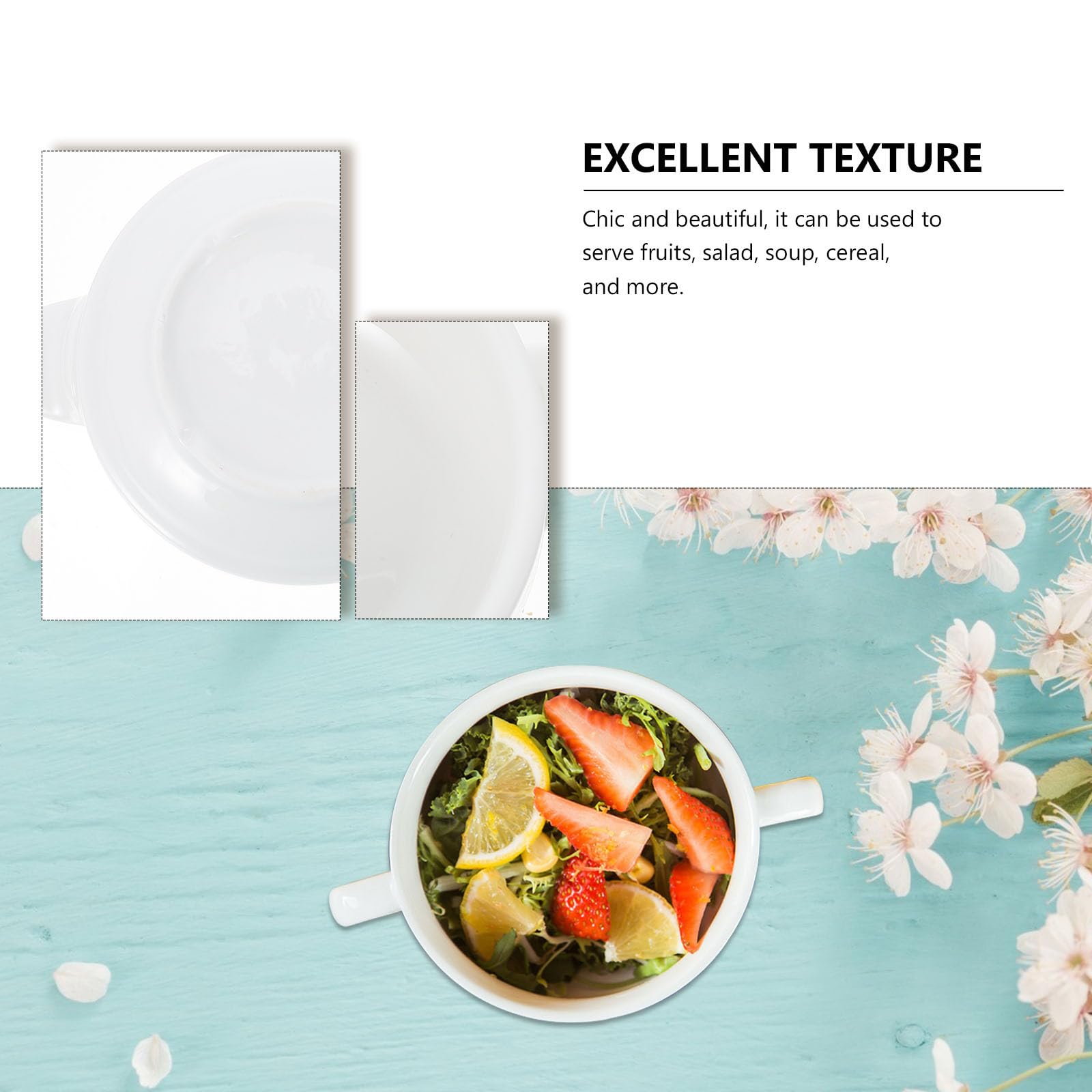 Tazones de Cerámica con Asas Dobles 2 Piezas Cuencos para Sopa y Cereales Utensilios de Cocina para Desayuno y Servir Resistentes y Fáciles de Limpiar Ideales para Uso