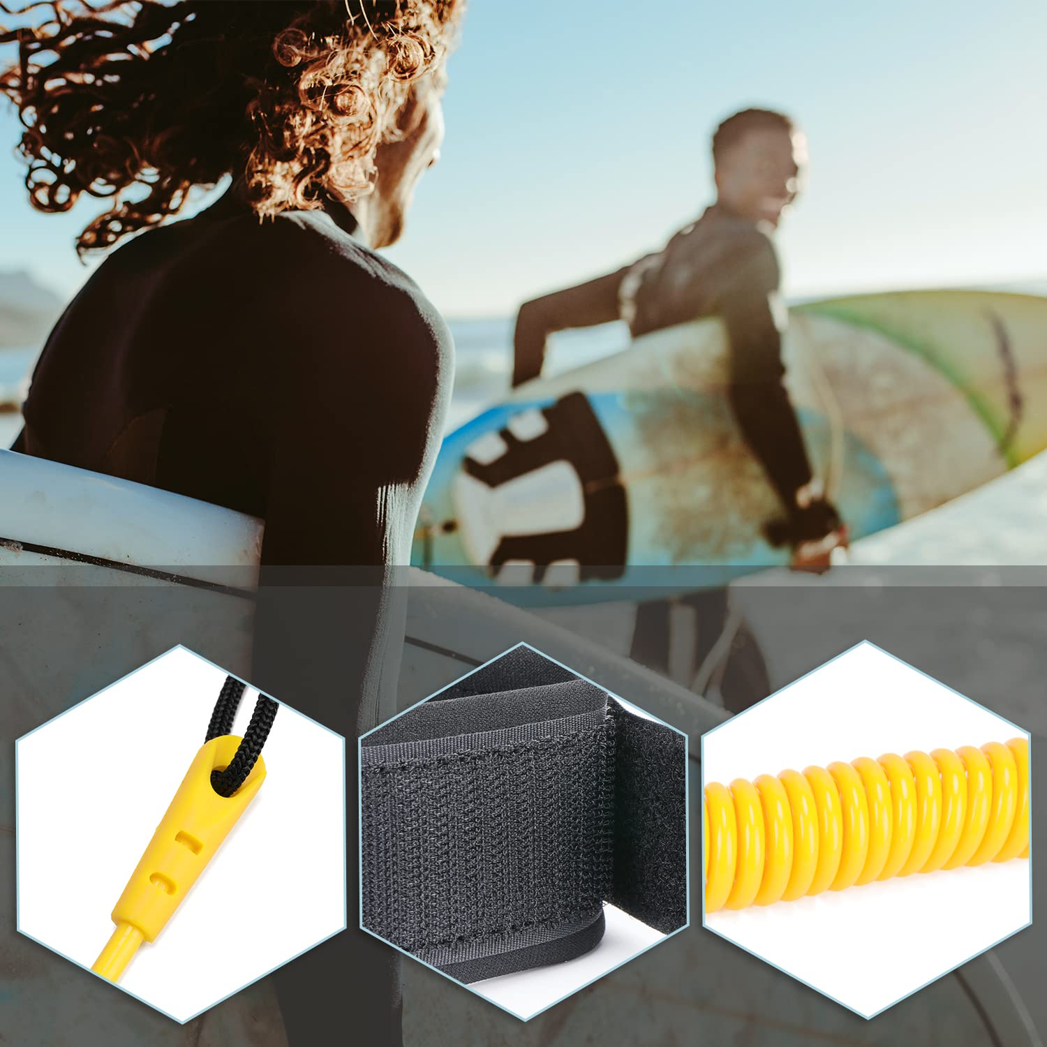 Leash Da Surf 10 Piedi Spirale - Laccio Di Sicurezza Per Tavola Da Surf, SUP E Kayak