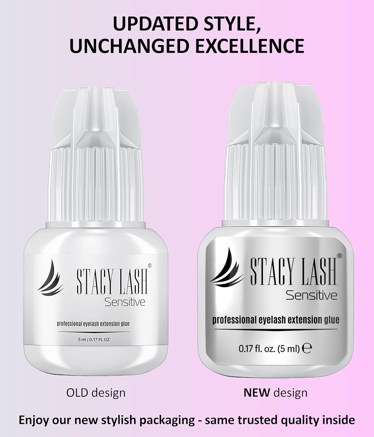 STACY LASH Sensitive Eyelash Extension Glue 0.17fl.oz/5ml / 5-6 Sec Drying time/Retention – 4-5 Weeks/Black Adhesive/Lash Tech Supplies