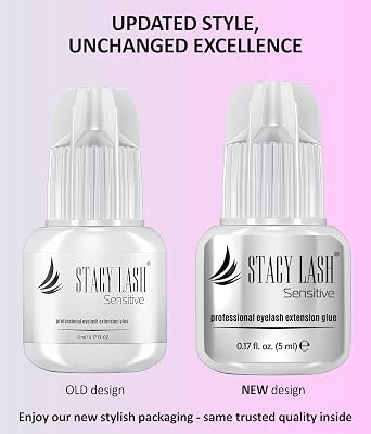 STACY LASH Sensitive Eyelash Extension Glue 0.17fl.oz/5ml / 5-6 Sec Drying time/Retention 4-5 Weeks/Black Adhesive/Lash Tech Supplies
