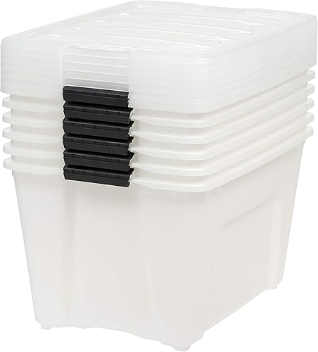 Vista 156 de IRIS USA - Caja de almacenamiento de plástico de 19 cuartos de galón con tapa y pestillos – Paquete de 4 – sin BPA, solución de organización